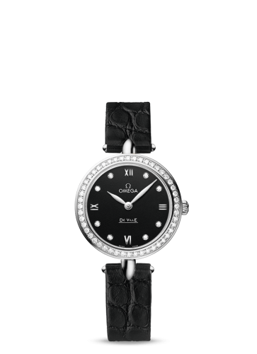 Omega De Ville Prestige Dewdrop Quartz 27.4 Stainless Steel / Black / Diamond